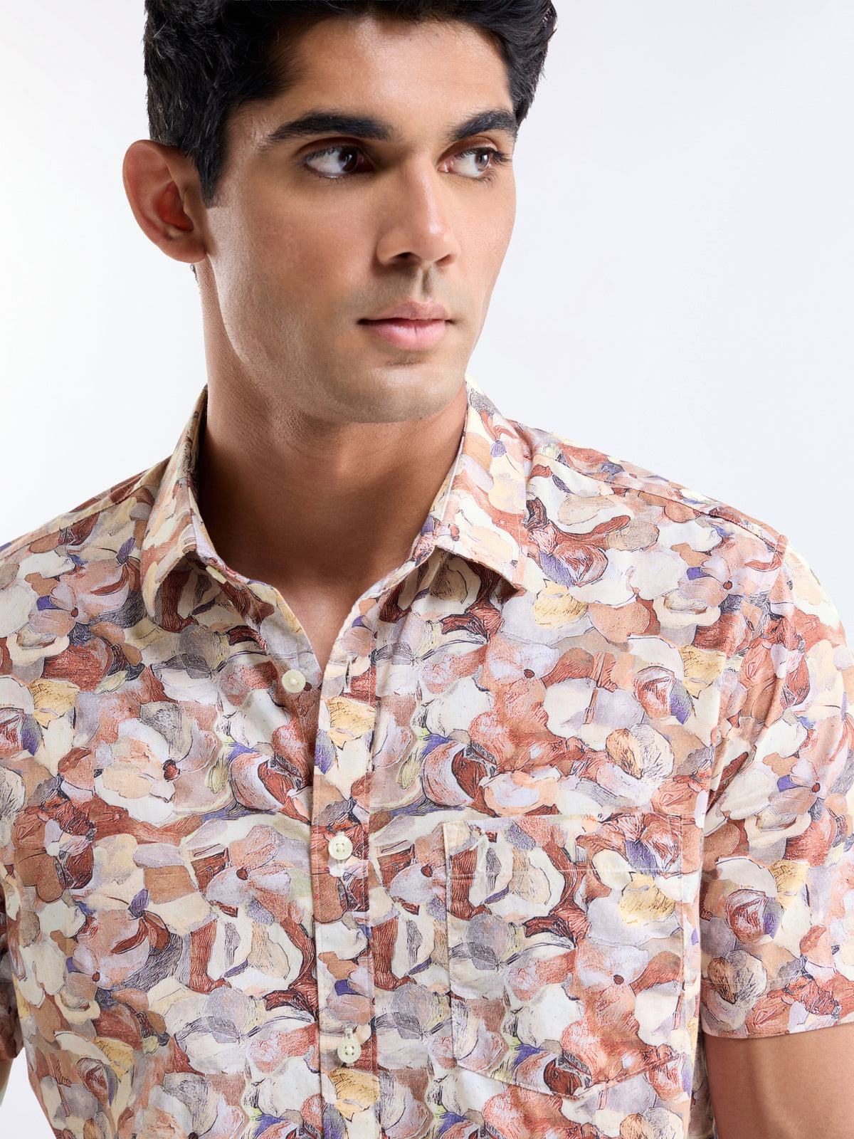 Printed Regular Fit Shirt - Rust t4option_1