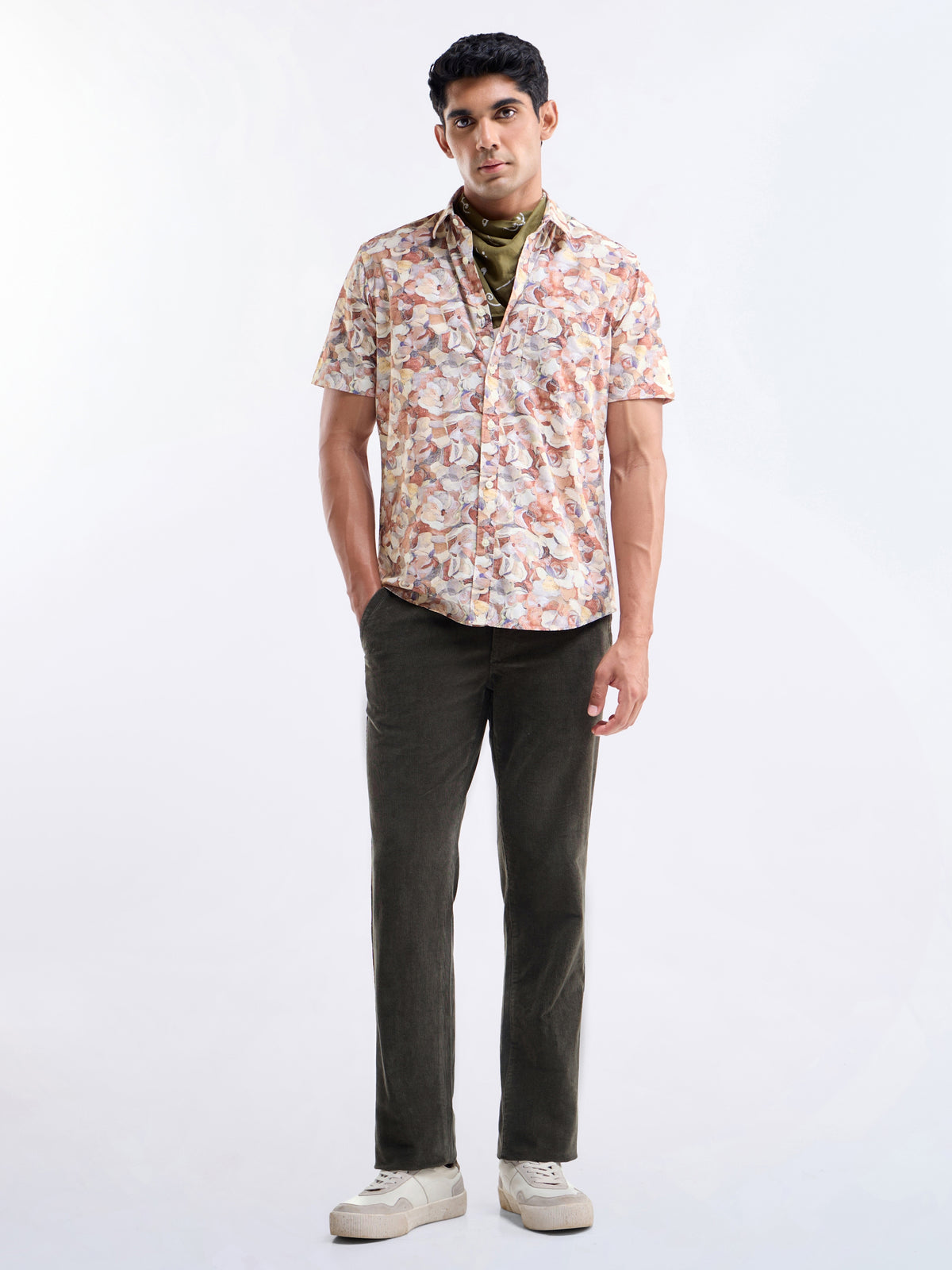 Printed Regular Fit Shirt - Rust t4option_1