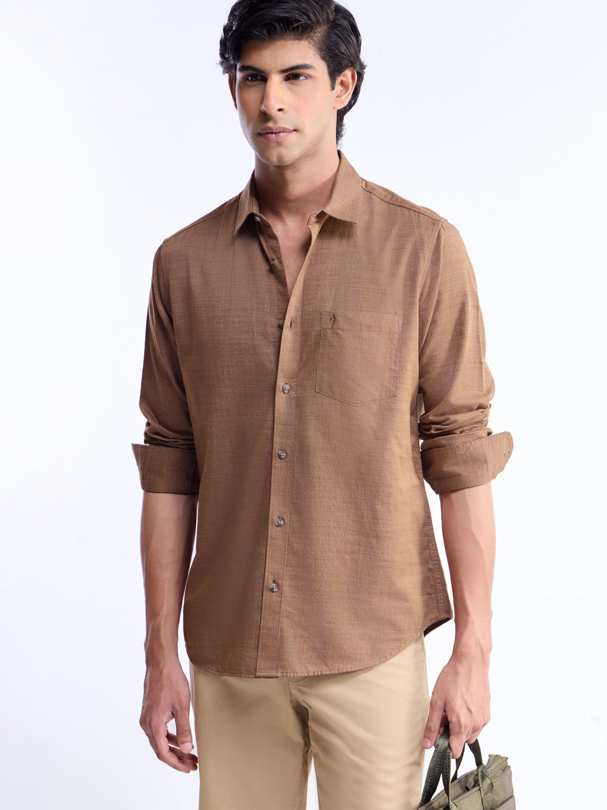 Solid Regular Fit Shirt - Clay Mel t4option_0