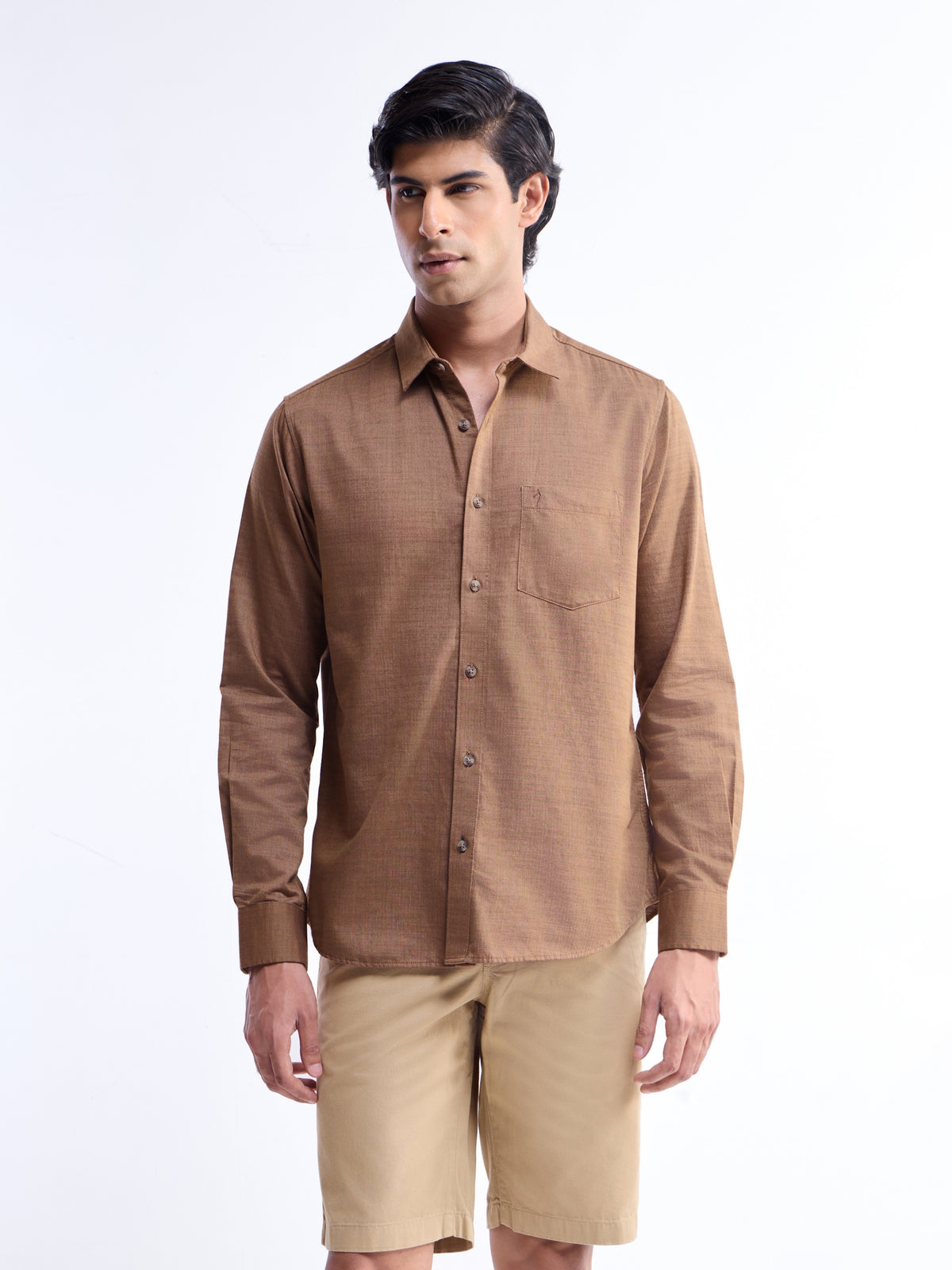 Solid Regular Fit Shirt - Clay Mel t4option_0