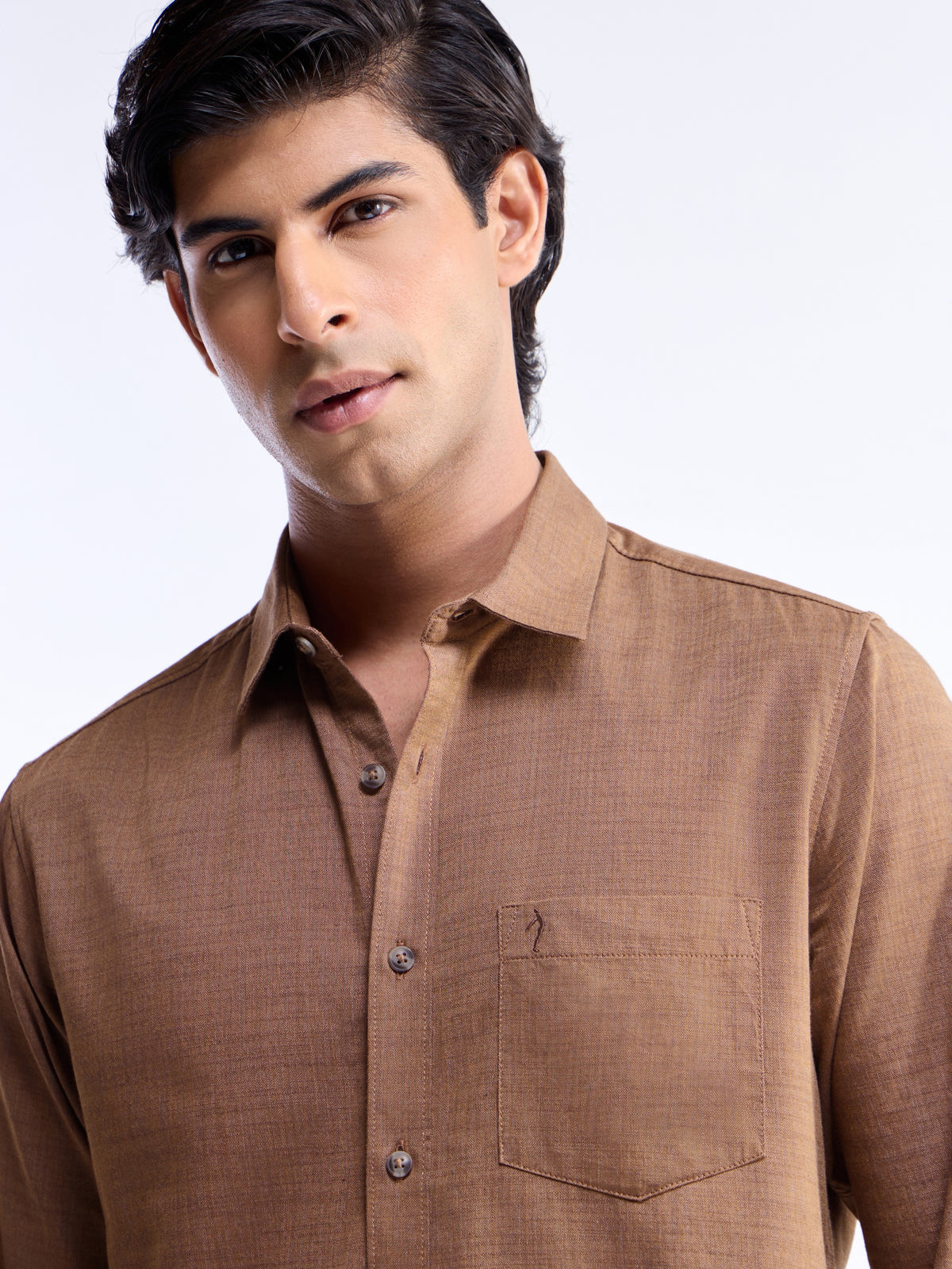 Solid Regular Fit Shirt - Clay Mel t4option_0