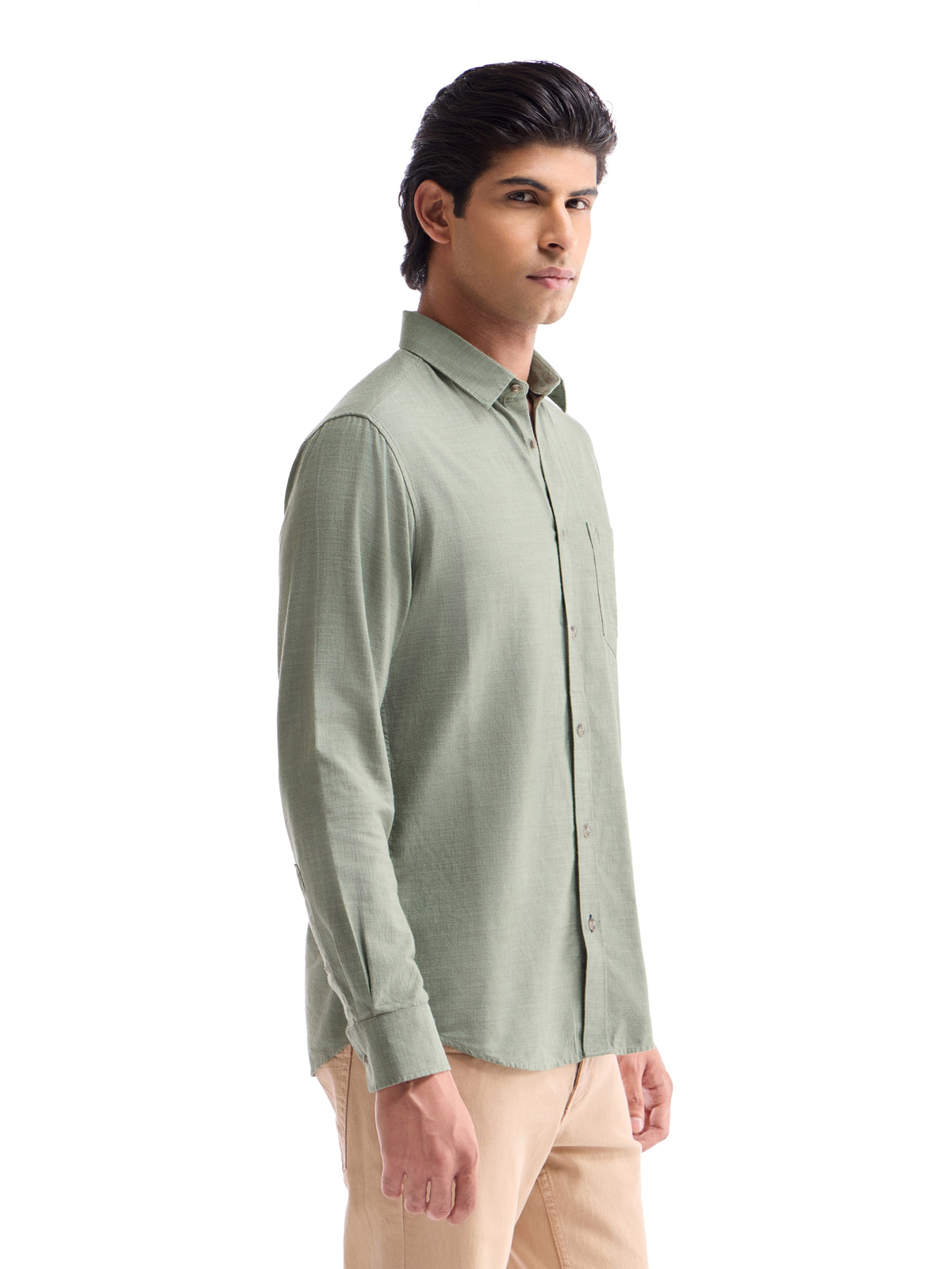 Solid Regular Fit Shirt - Lt Green M t4option_1
