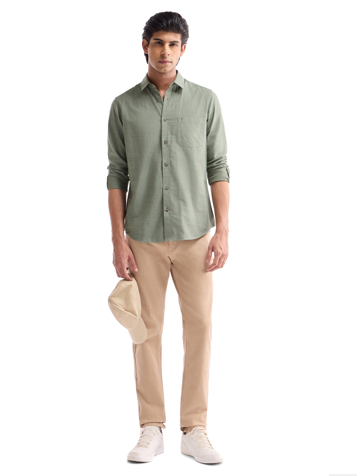 Solid Regular Fit Shirt - Lt Green M t4option_1