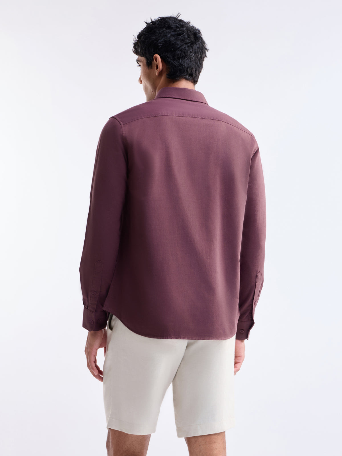 Solid Regular Fit Shirt - Plum Mel t4option_2
