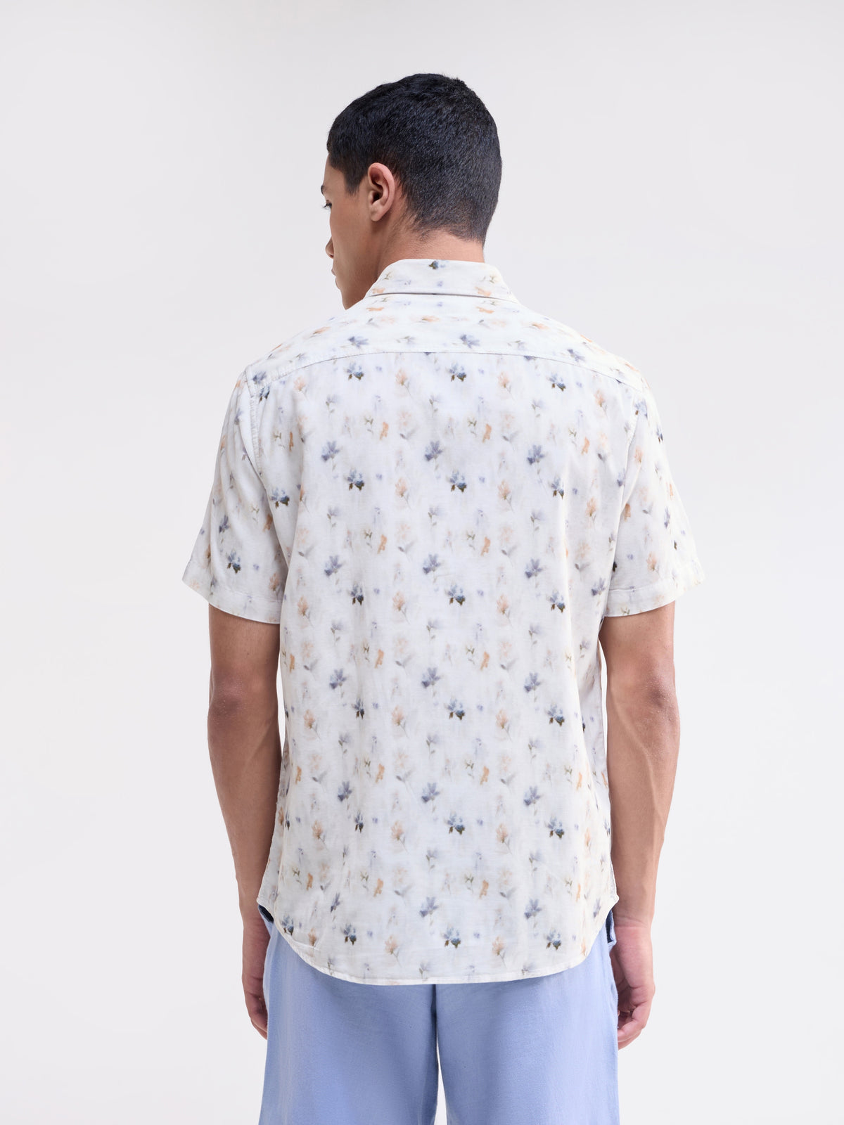 White Printed Regular Fit Shirt - White t4option_0