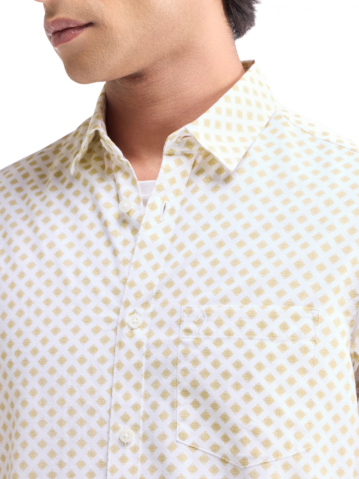 Printed Regular Fit Shirt - Khaki t4option_0