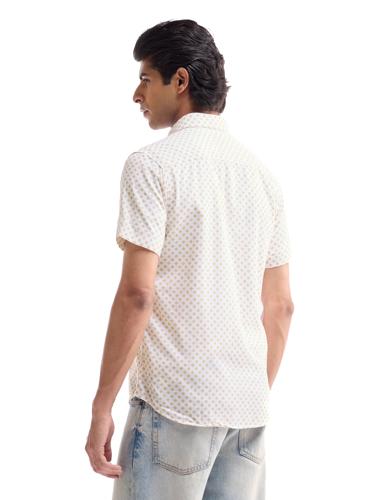Printed Regular Fit Shirt - Khaki t4option_0