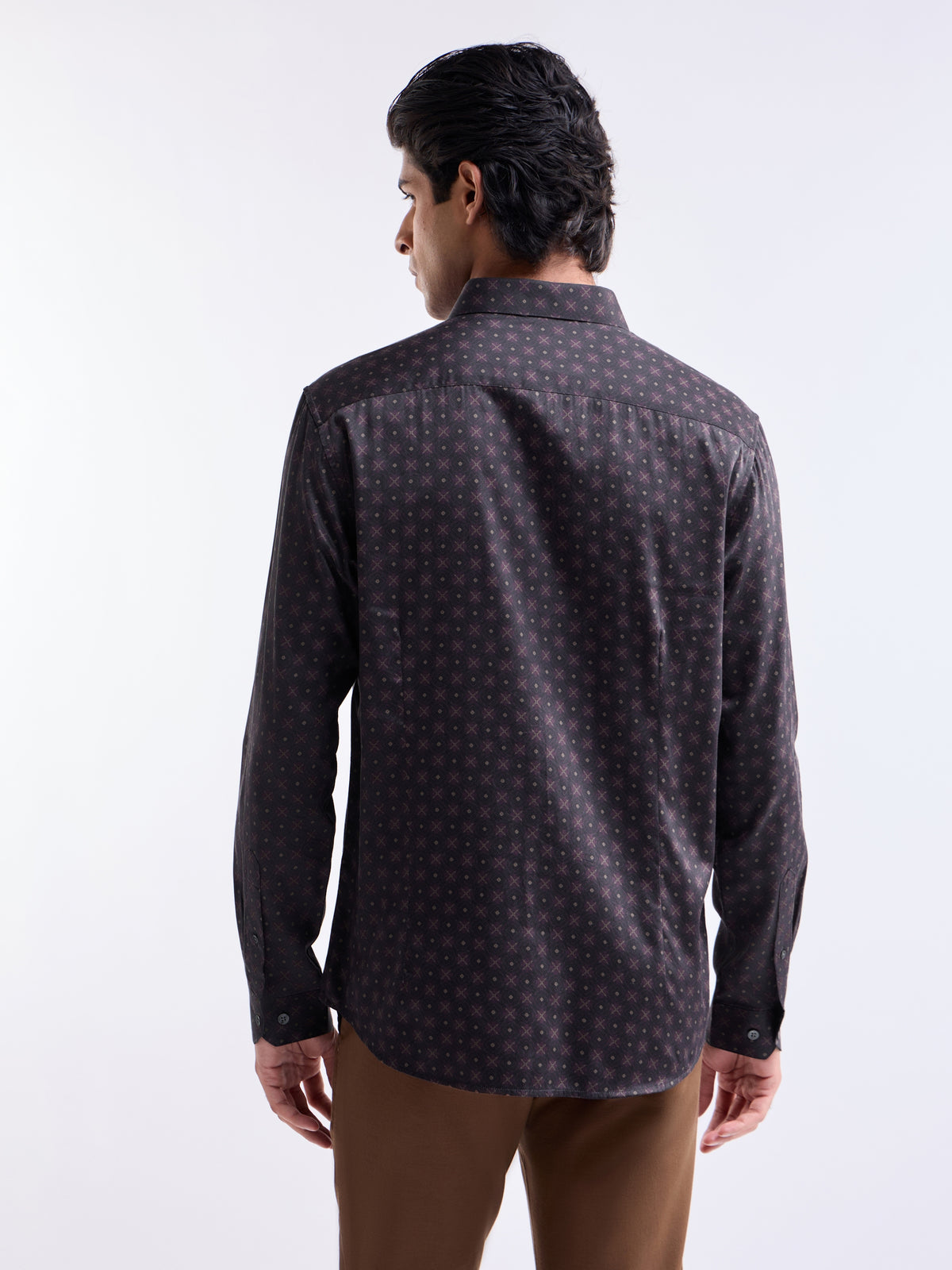 Printed Regular Fit Shirt - Choco t4option_0