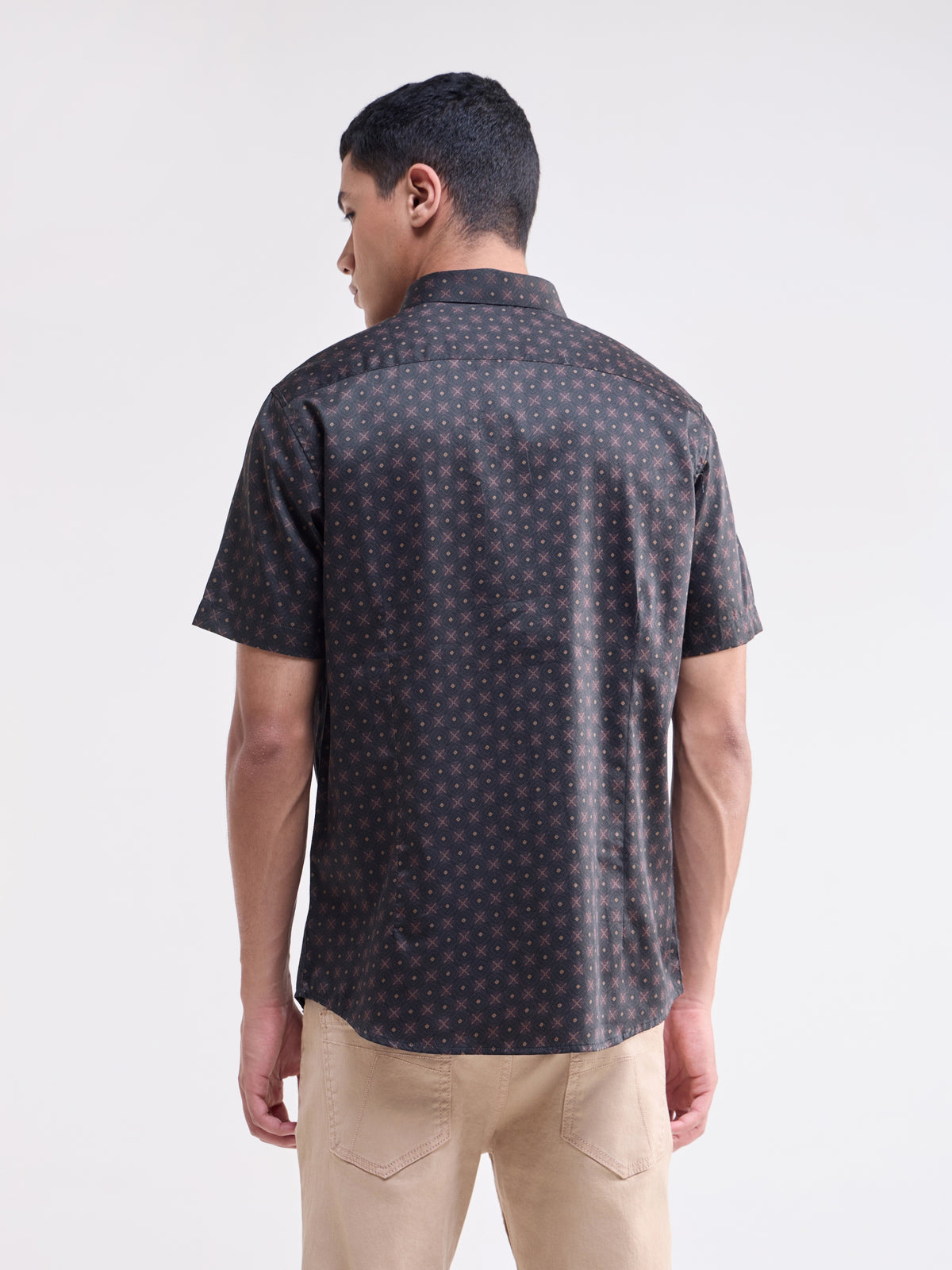Printed Regular Fit Shirt - Choco t4option_0