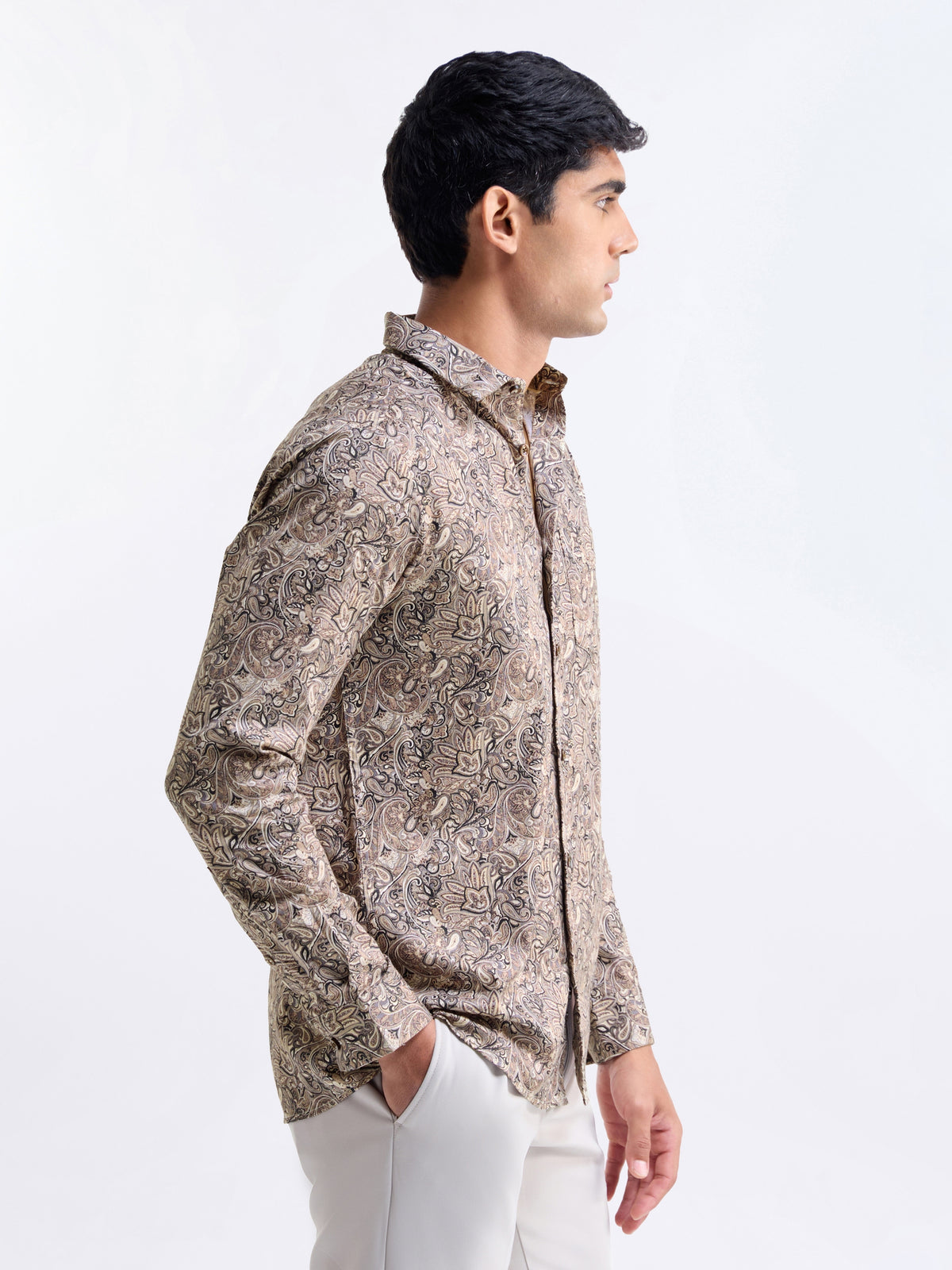 Black Printed Regular Fit Shirt - Black t4option_0