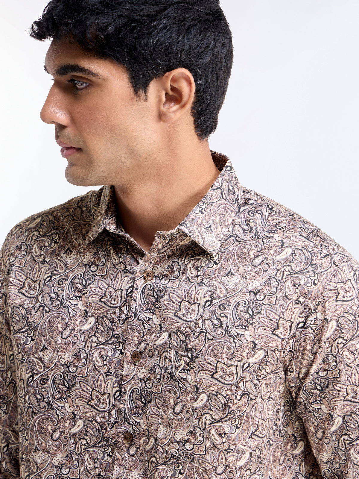 Black Printed Regular Fit Shirt - Black t4option_0