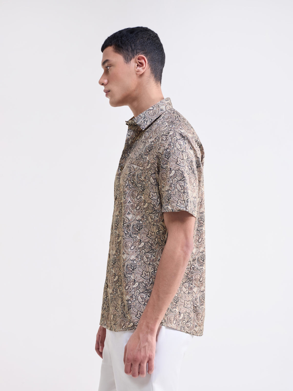 Black Printed Regular Fit Shirt - Black t4option_0