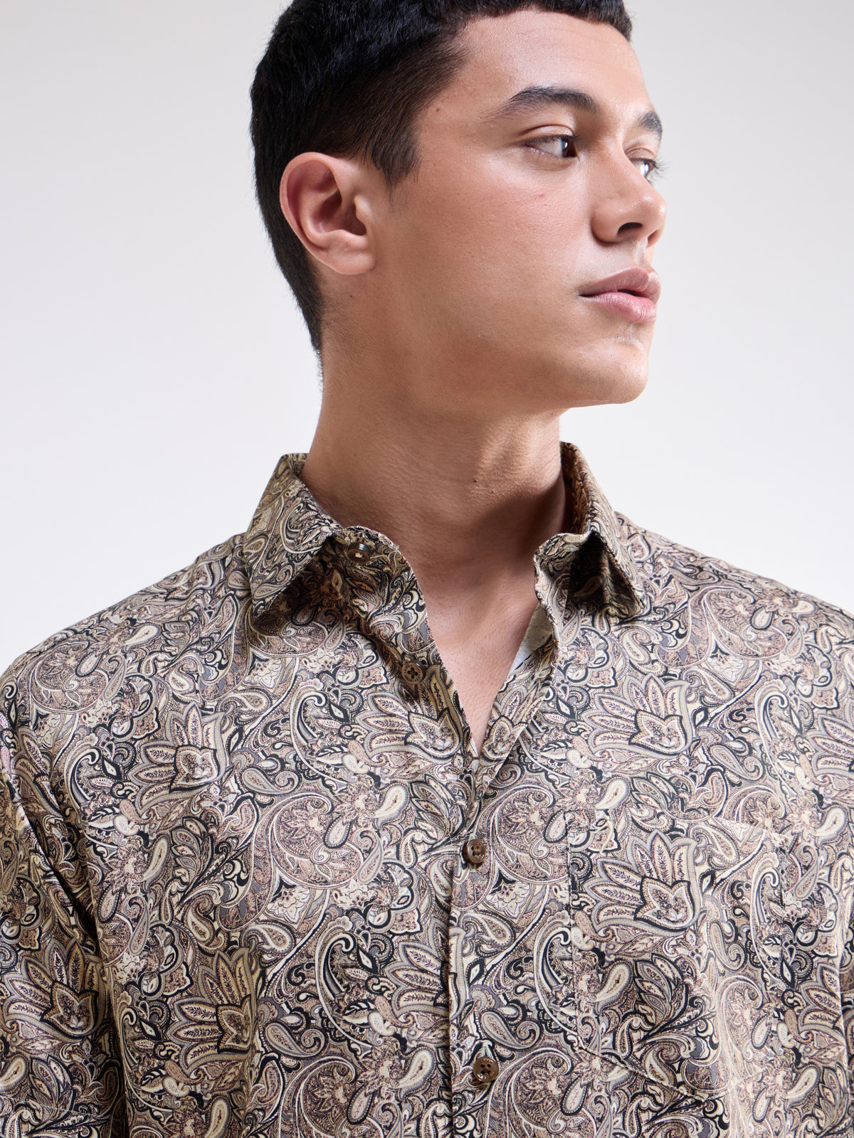 Black Printed Regular Fit Shirt - Black t4option_0