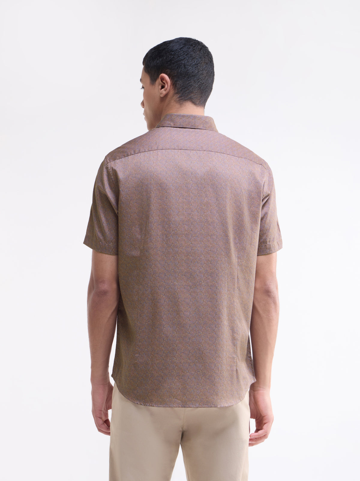 Printed Regular Fit Shirt - Rust t4option_0