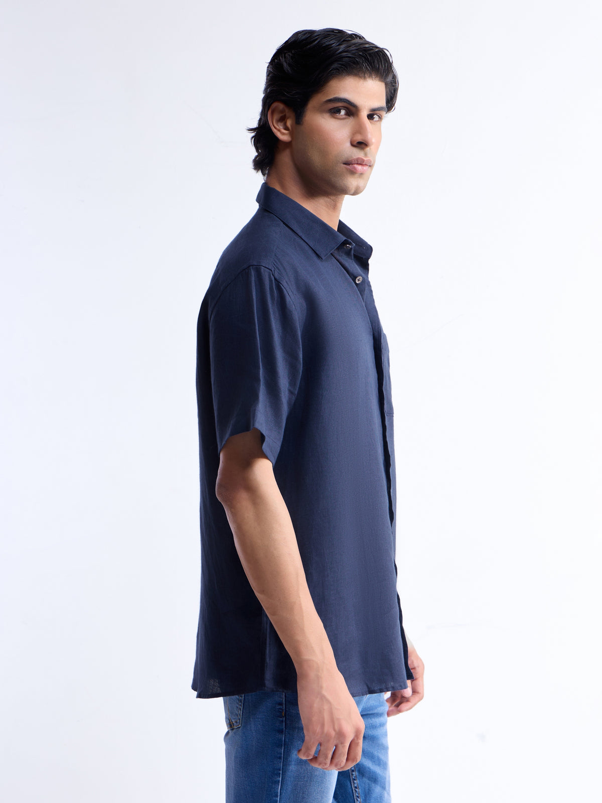 Solid Regular Fit Shirt - Navy t4option_1