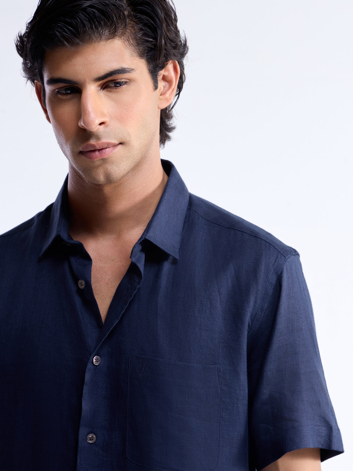 Solid Regular Fit Shirt - Navy t4option_1
