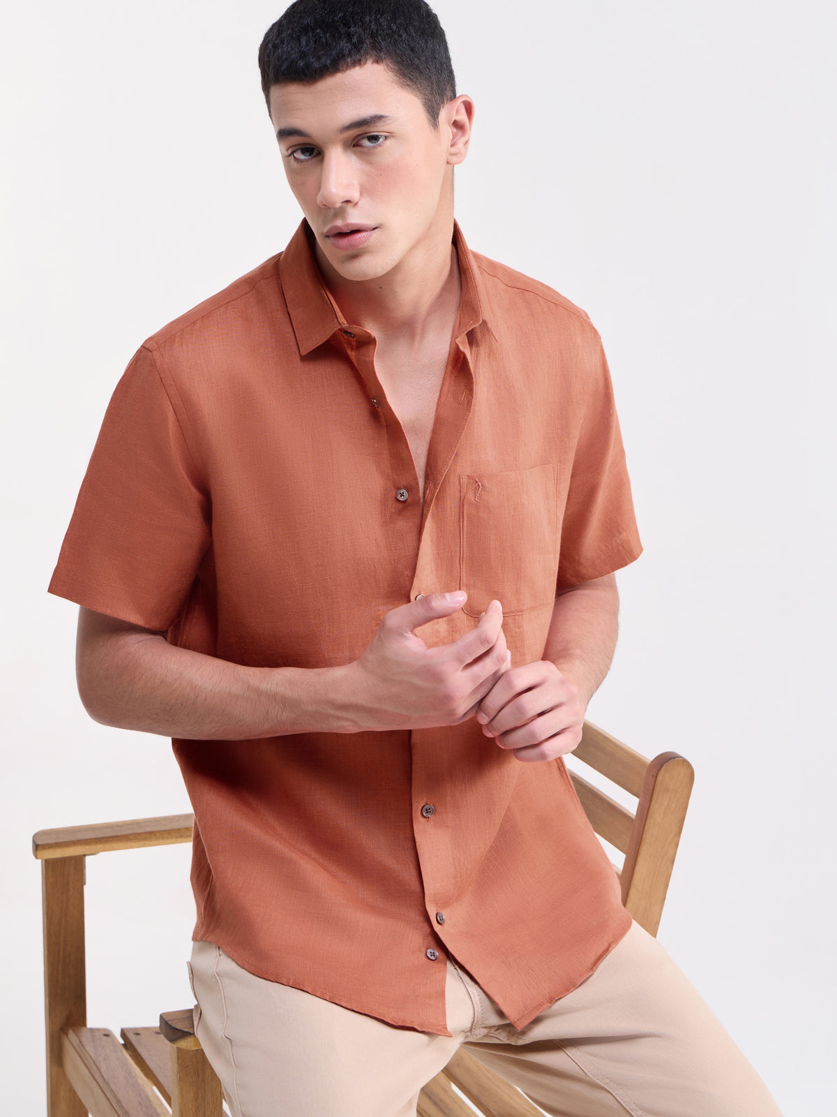 Solid Regular Fit Shirt - Rust t4option_2