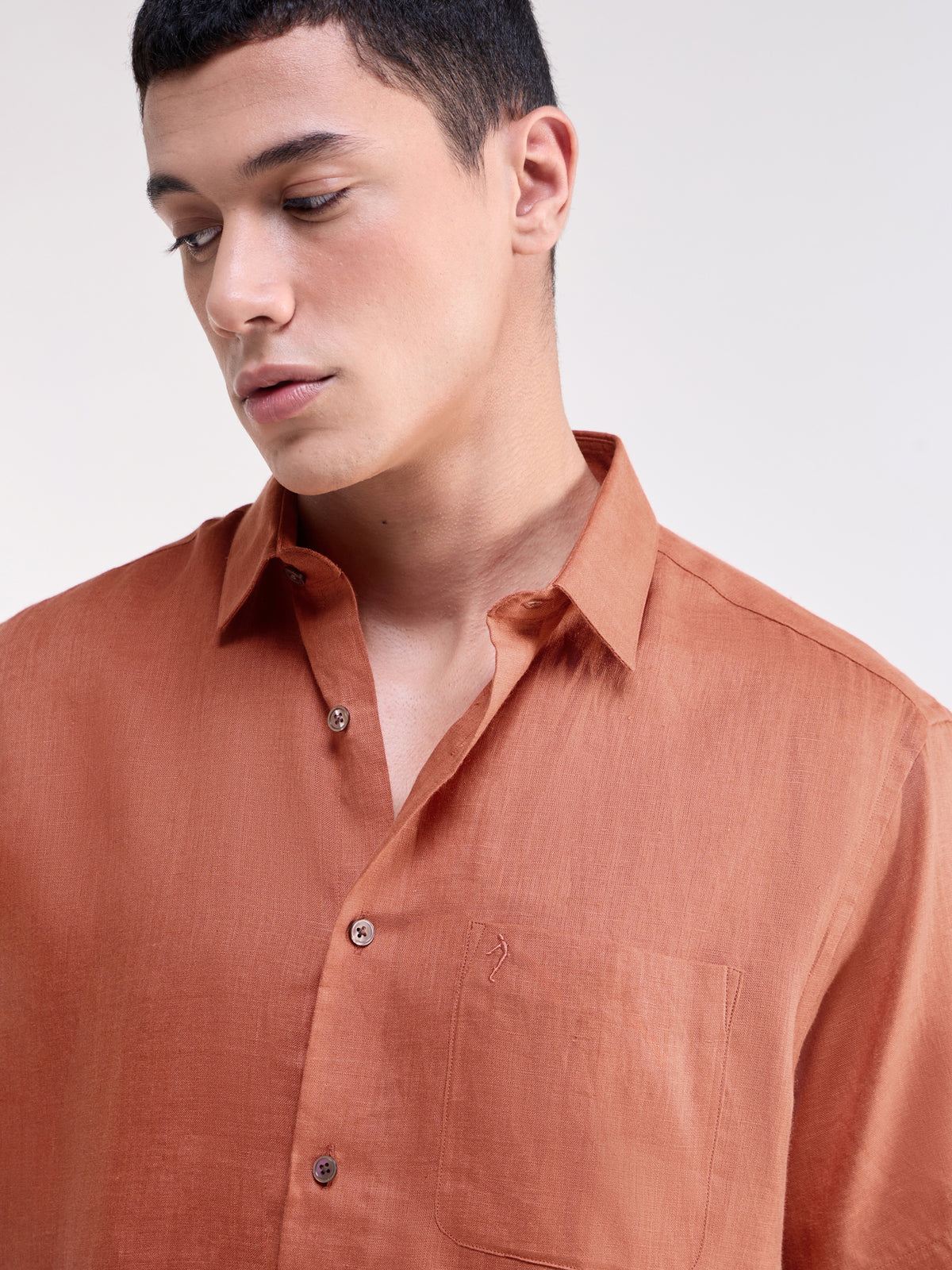Solid Regular Fit Shirt - Rust t4option_2
