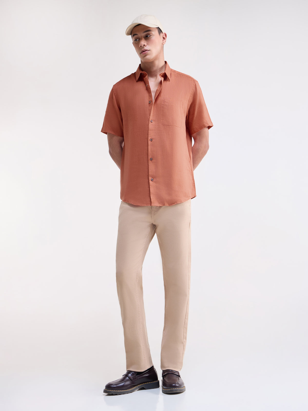 Solid Regular Fit Shirt - Rust t4option_2