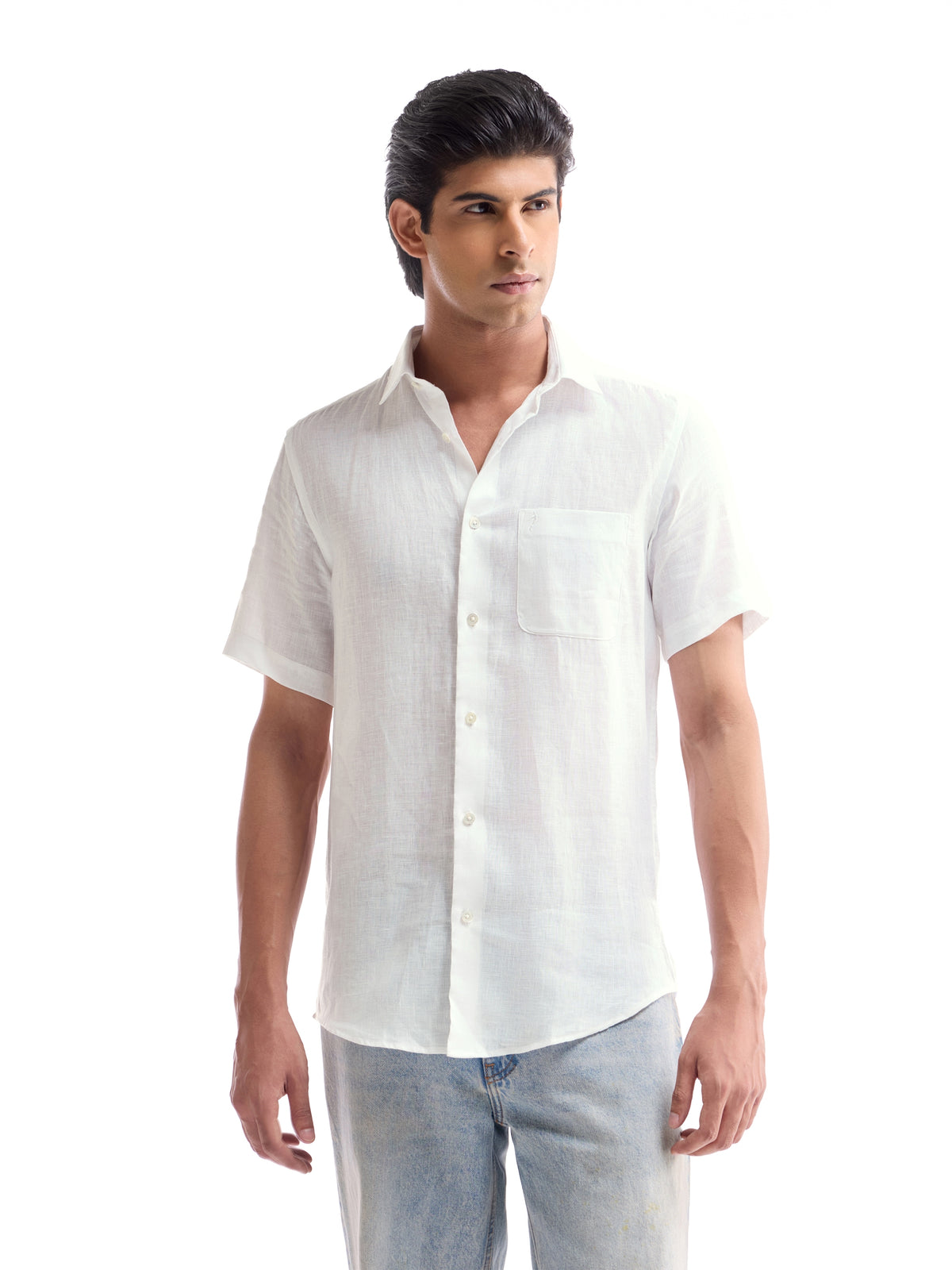 Solid Regular Fit Shirt - White t4option_3