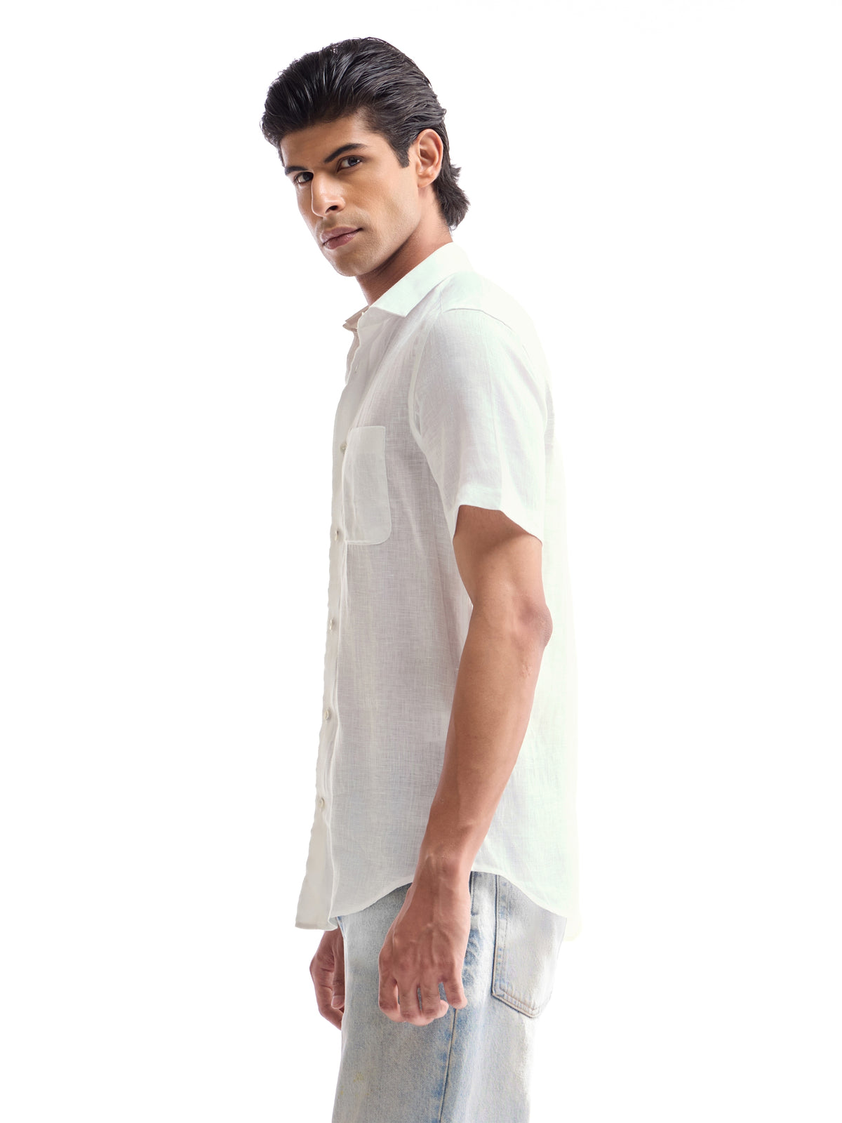 Solid Regular Fit Shirt - White t4option_3