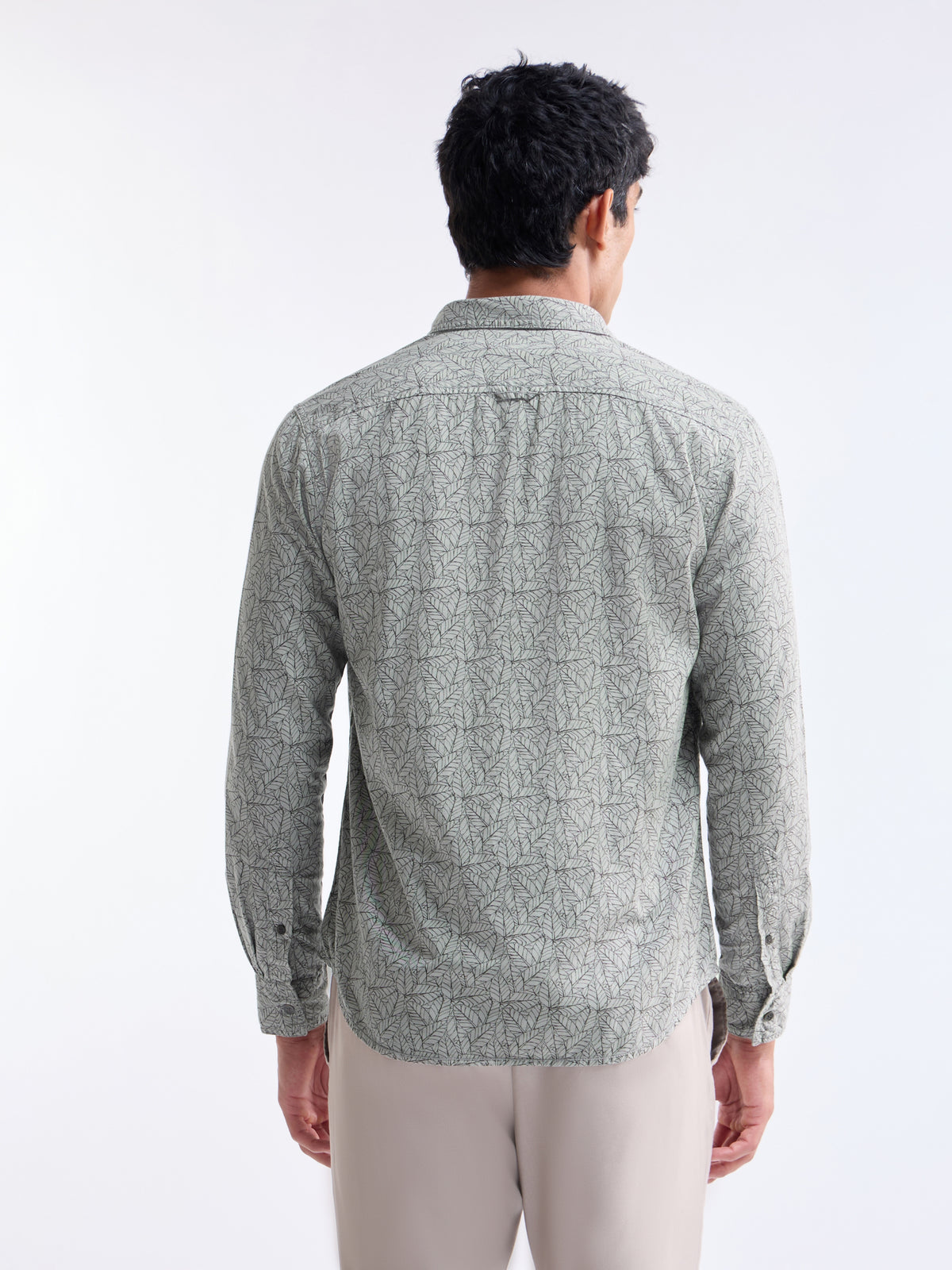 Printed Slim Fit Shirt - Grey t4option_0