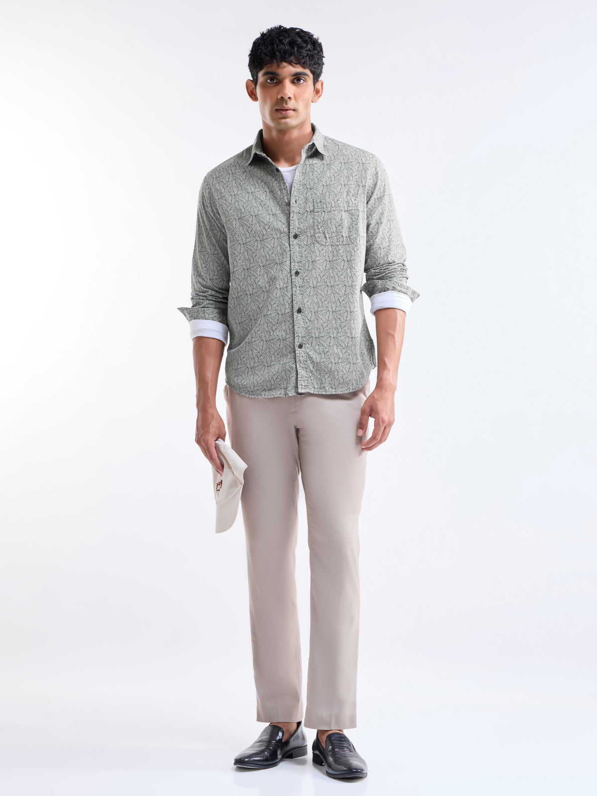 Printed Slim Fit Shirt - Grey t4option_0