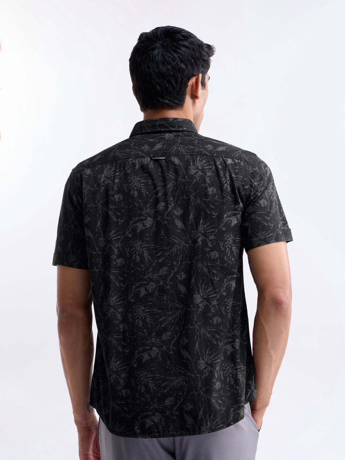 Printed Regular Fit Shirt - Black t4option_0