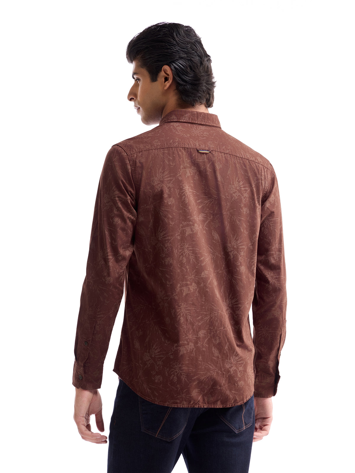 Printed Regular Fit Shirt - Brown t4option_1
