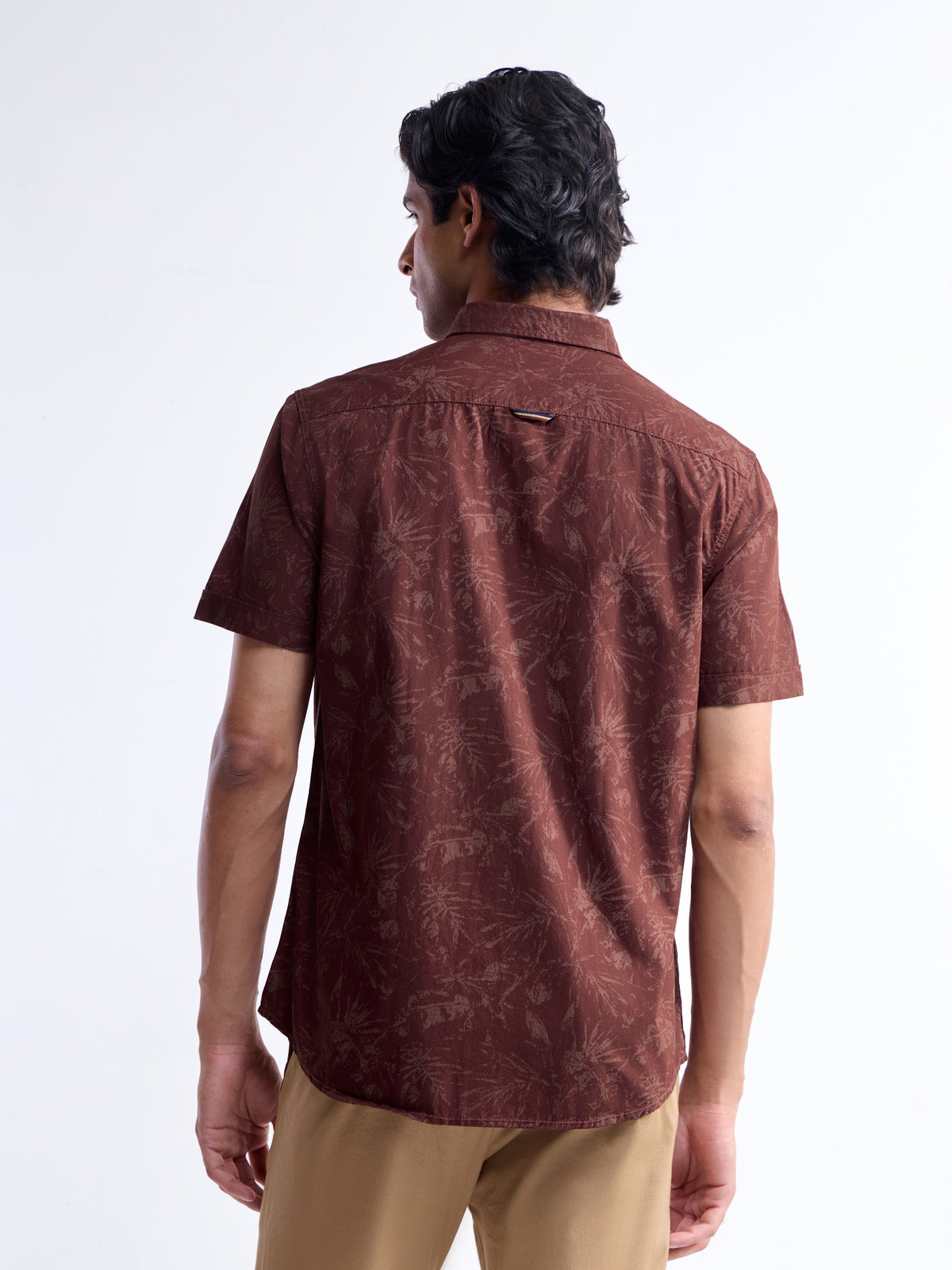 Printed Regular Fit Shirt - Brown t4option_1