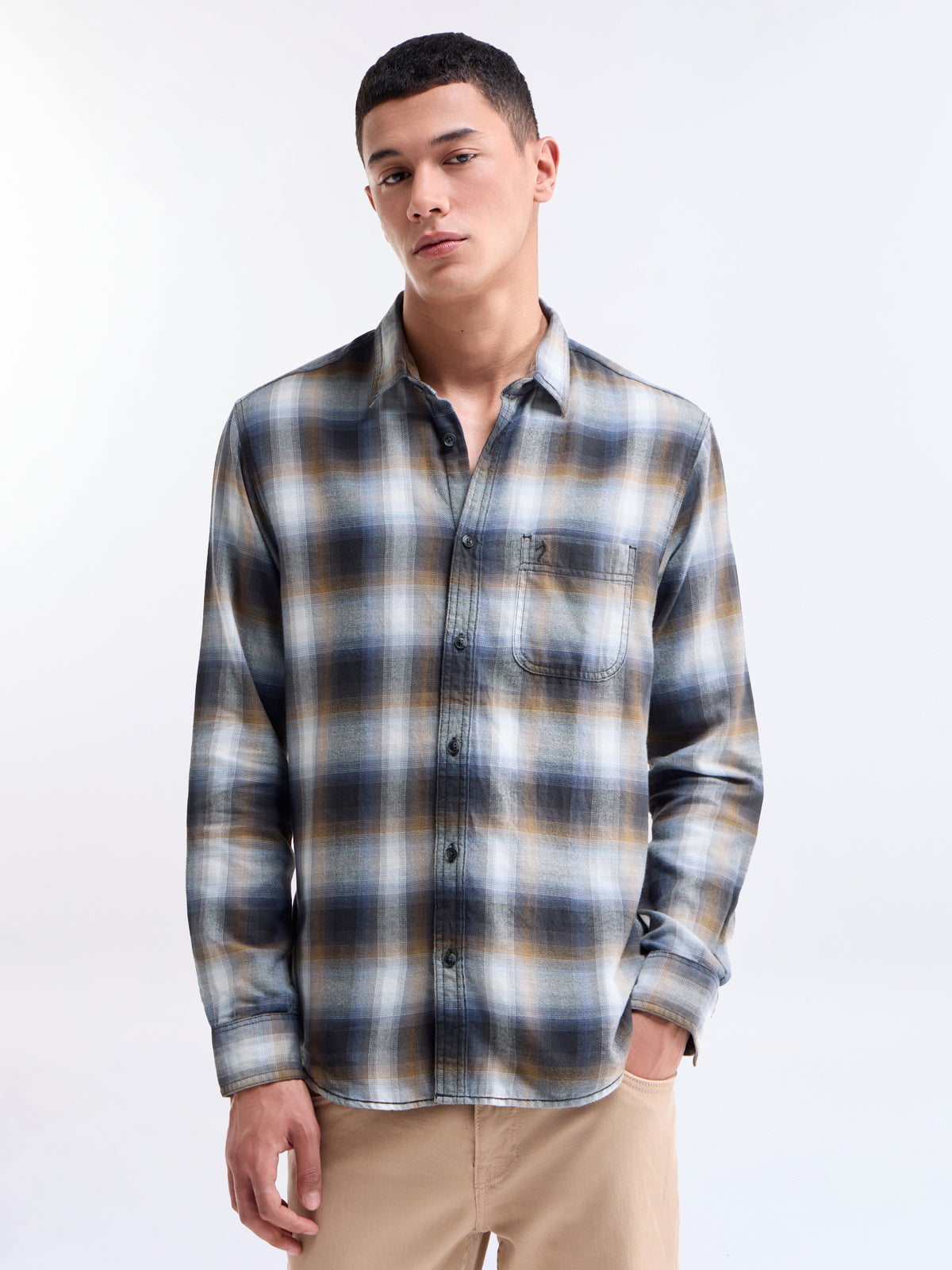 check Slim Fit Shirt - Blue t4option_0