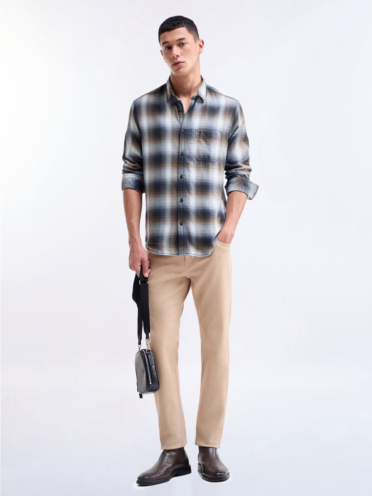 check Slim Fit Shirt - Blue t4option_0