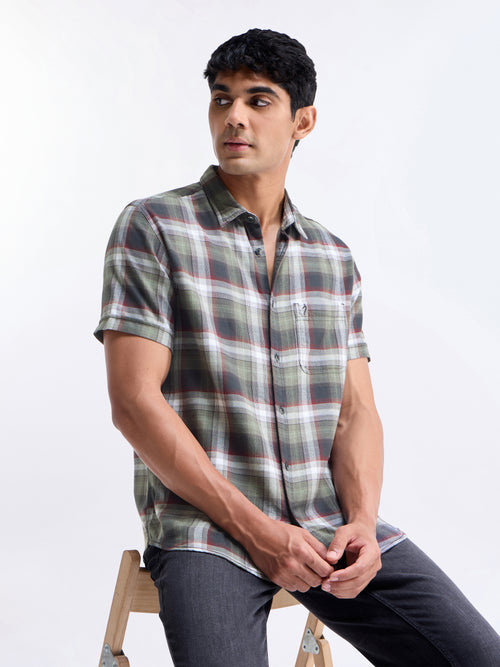 check Slim Fit Shirt - Green t4option_0
