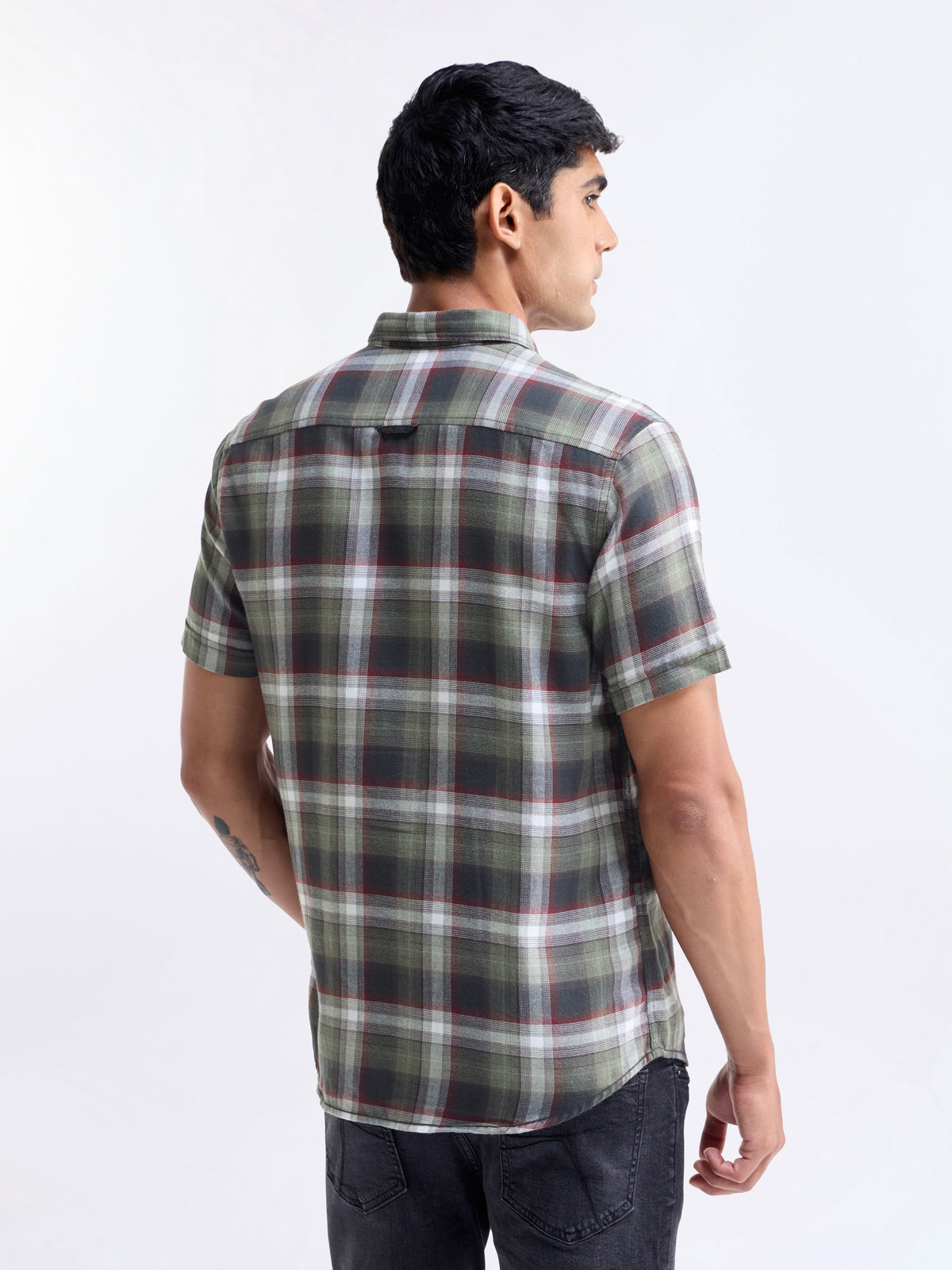 check Slim Fit Shirt - Green t4option_0