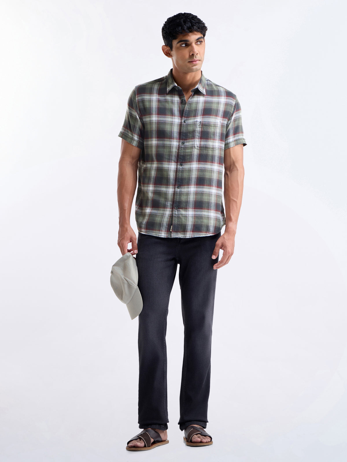 check Slim Fit Shirt - Green t4option_0