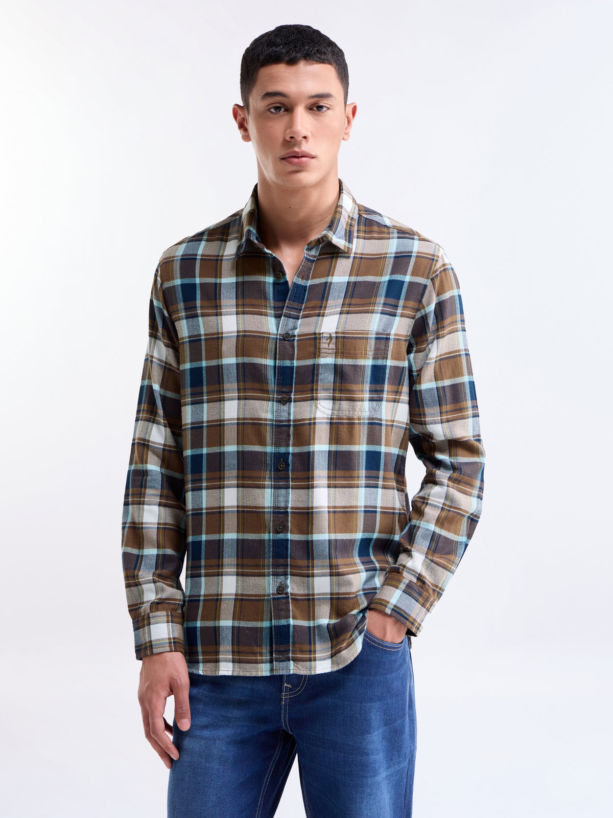 Tobacco check Regular Fit Shirt - Tobacco t4option_0