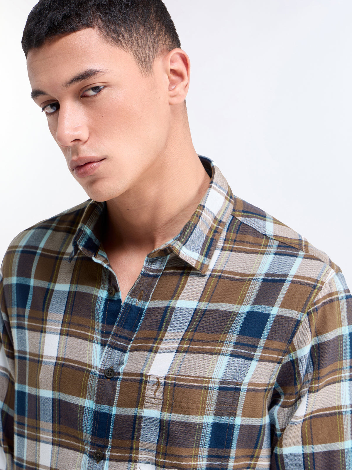 Tobacco check Regular Fit Shirt - Tobacco t4option_0
