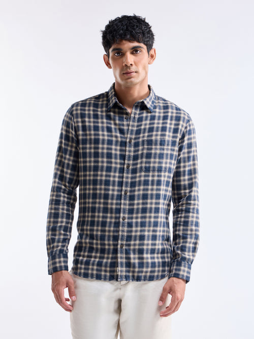 Navy check Slim Fit Shirt - Navy t4option_0