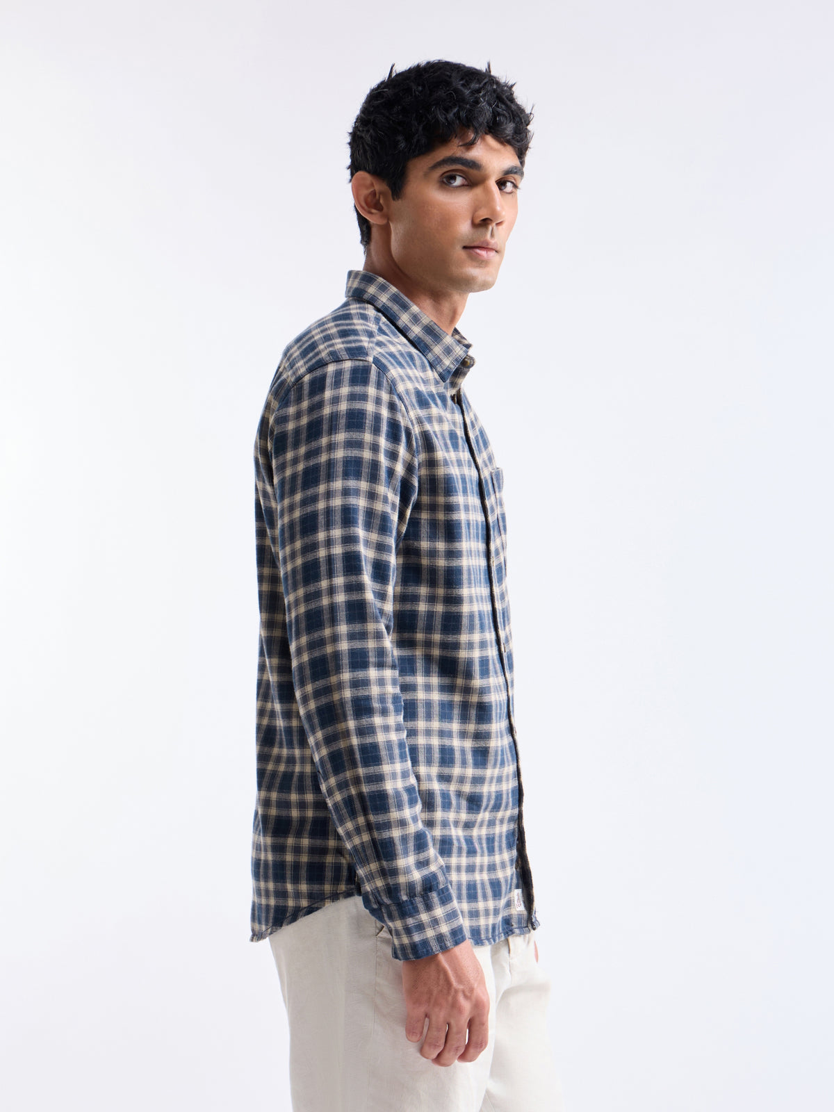 Navy check Slim Fit Shirt - Navy t4option_0