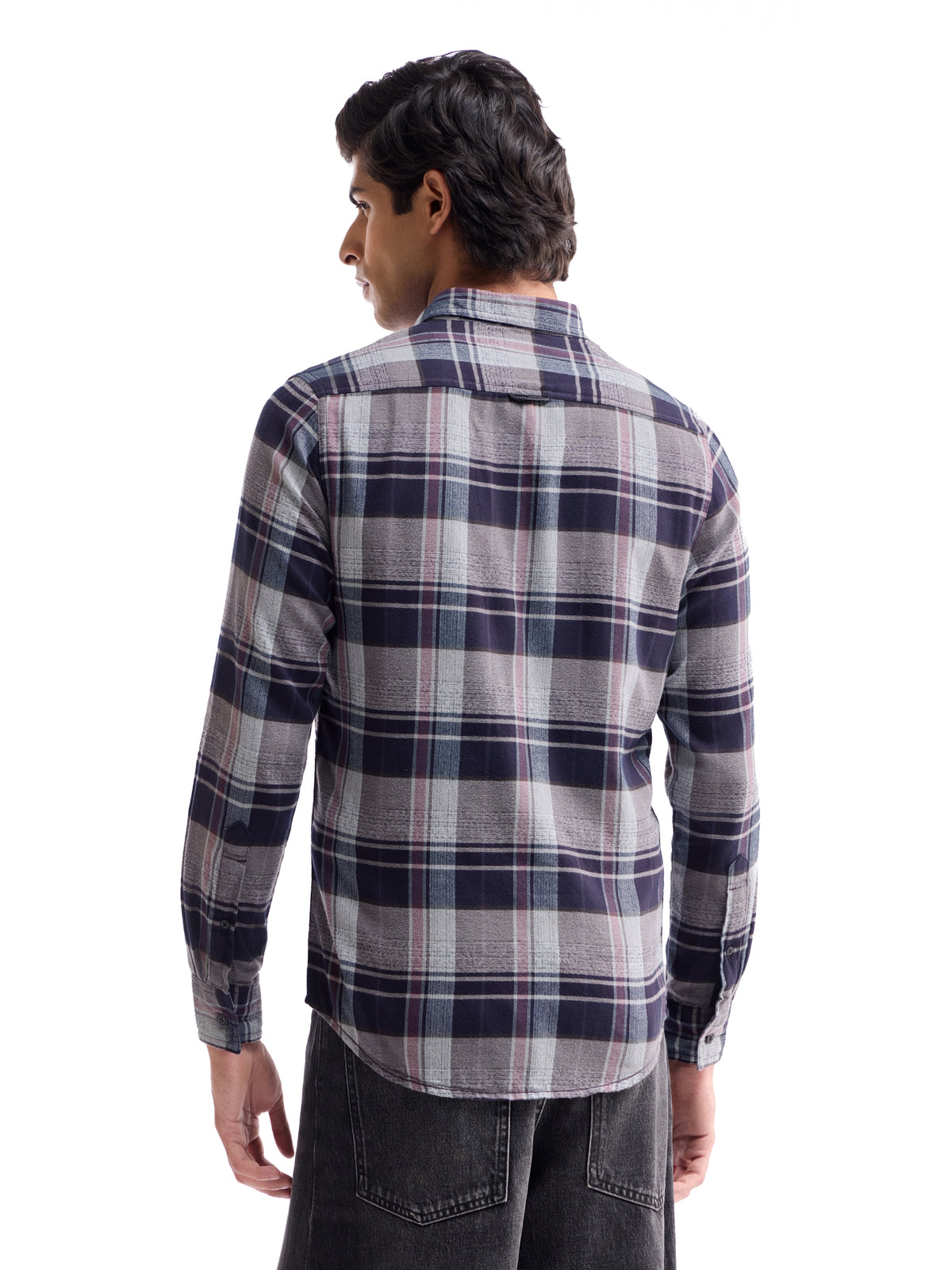 Plum check Slim Fit Shirt - Plum t4option_0
