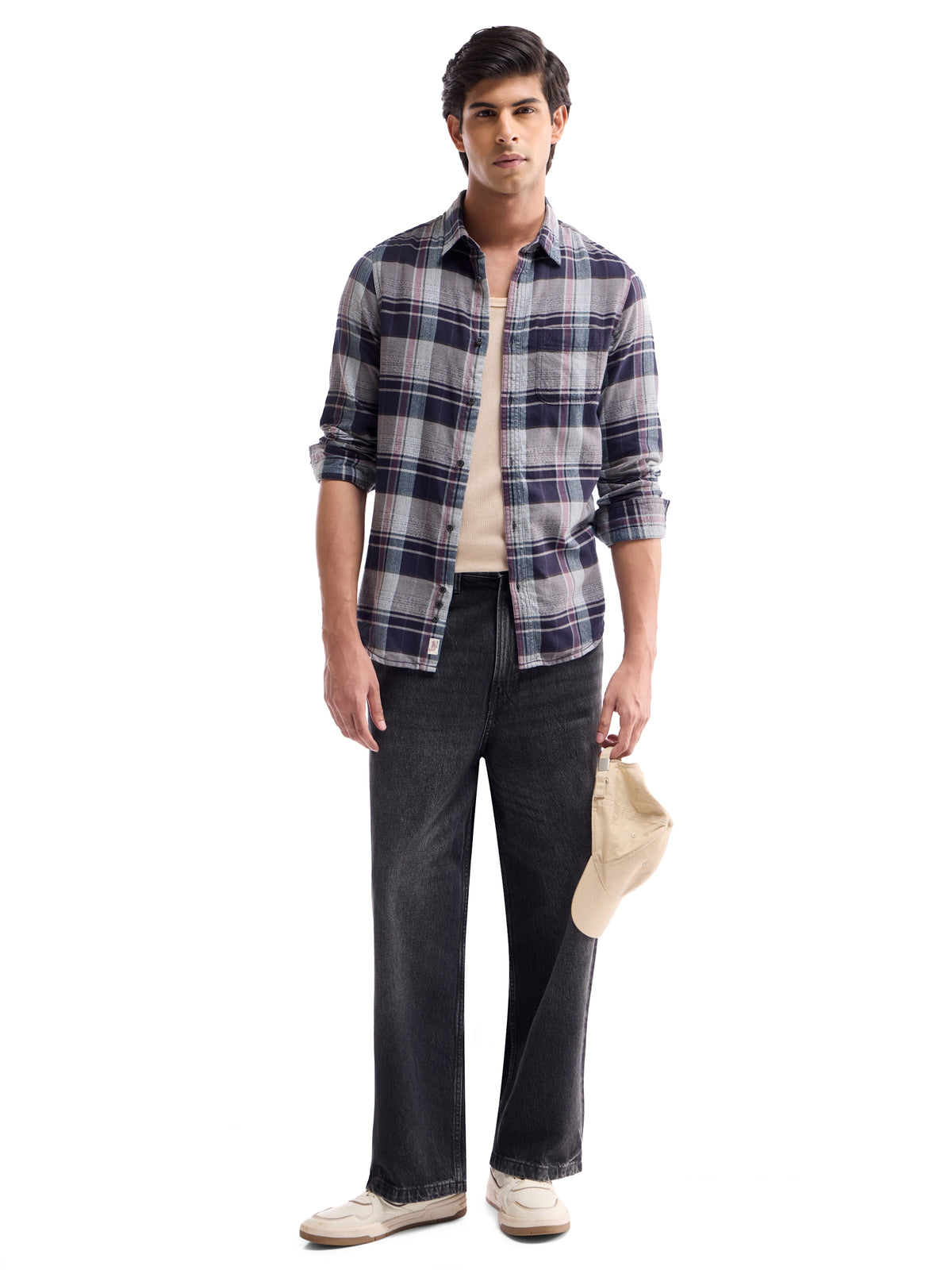 Plum check Slim Fit Shirt - Plum t4option_0