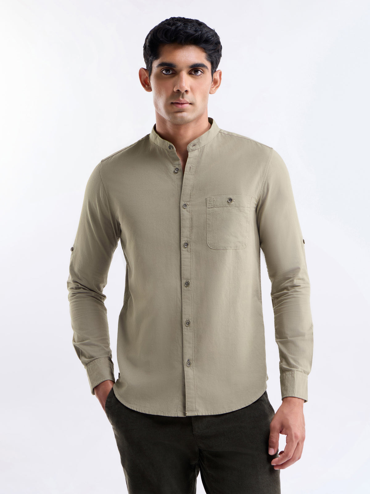 Solid Regular Fit Shirt - Dusty Sap t4option_0