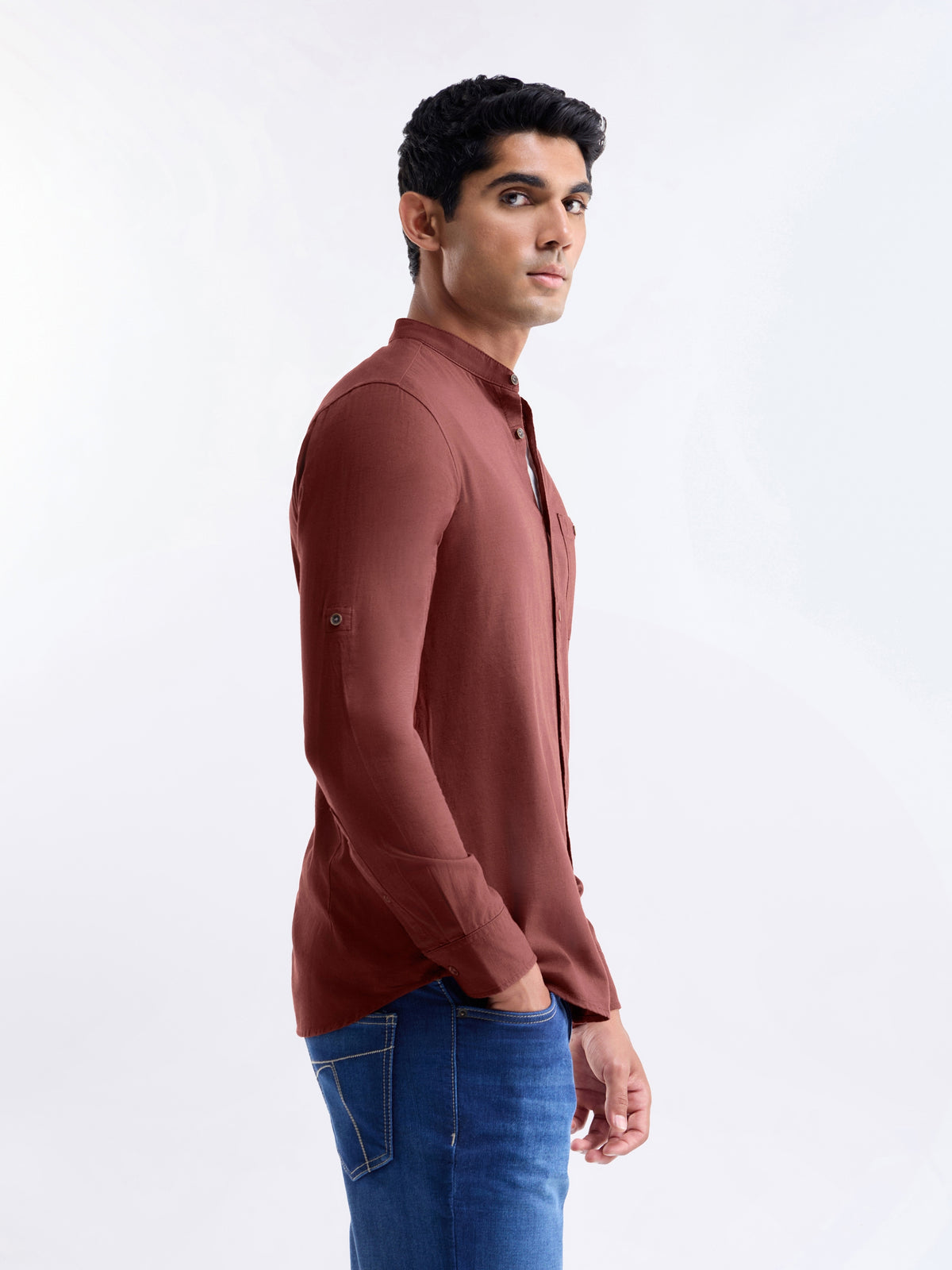 Solid Regular Fit Shirt - Rust t4option_1