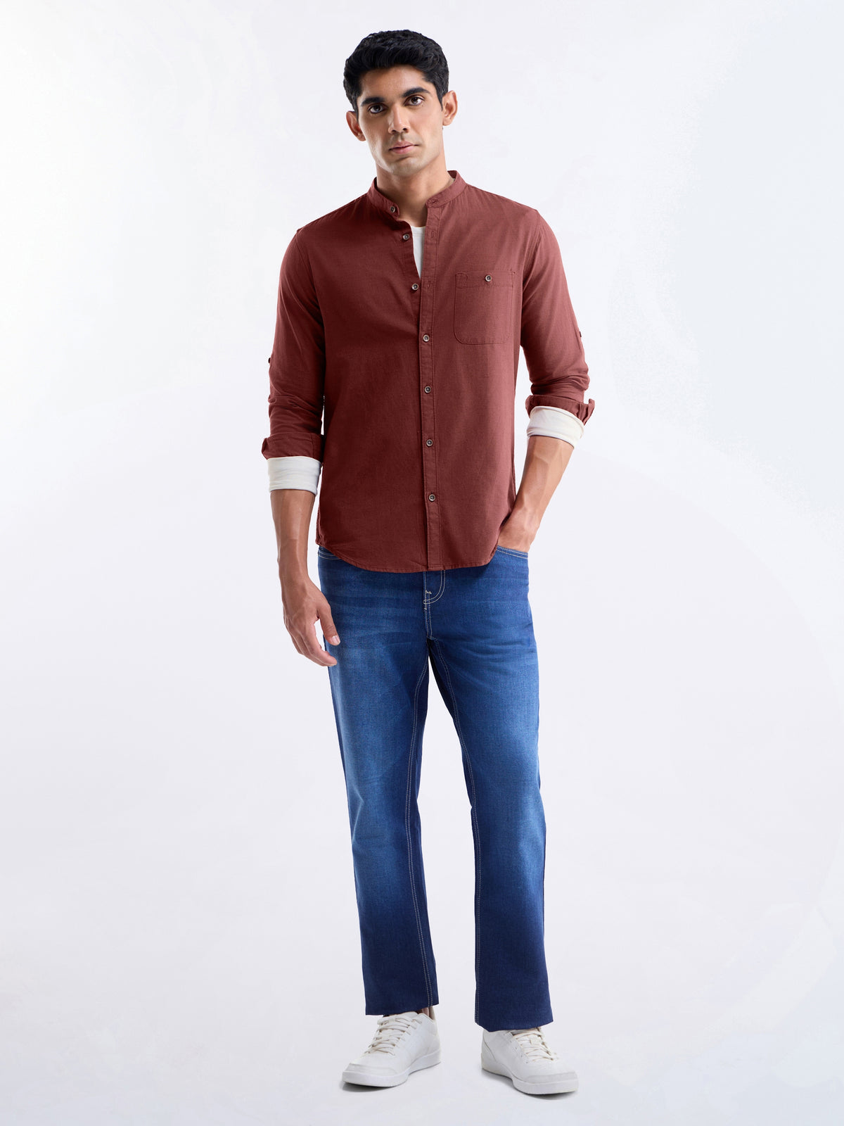 Solid Regular Fit Shirt - Rust t4option_1