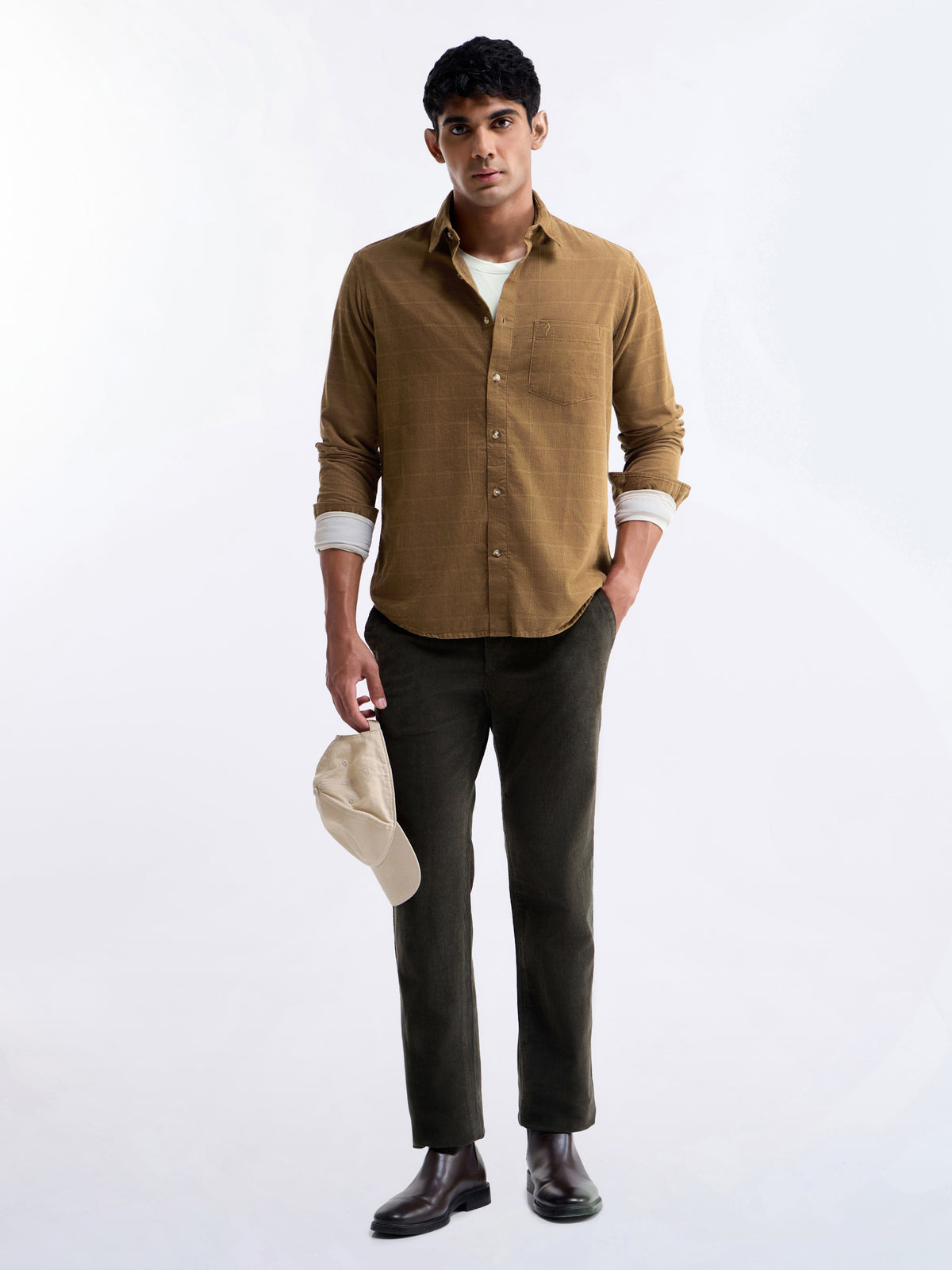 Tan check Regular Fit Shirt - Tan t4option_0