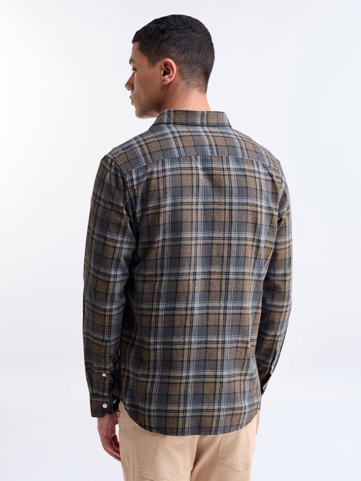 Brown check Regular Fit Shirt - Brown t4option_0