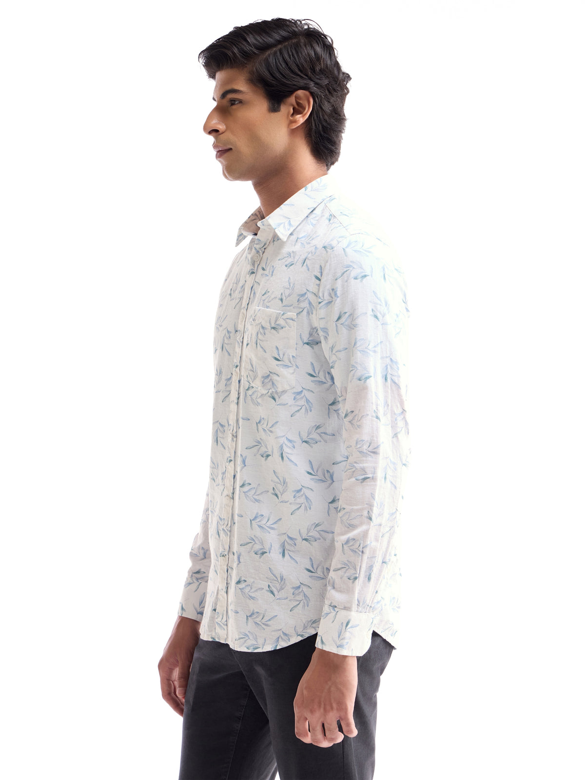 Blue Printed Regular Fit Shirt - Blue t4option_0