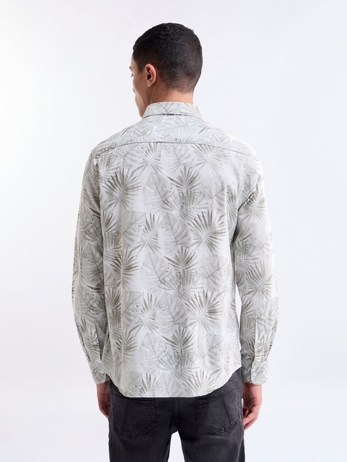 Grey Printed Regular Fit Shirt - Grey t4option_0