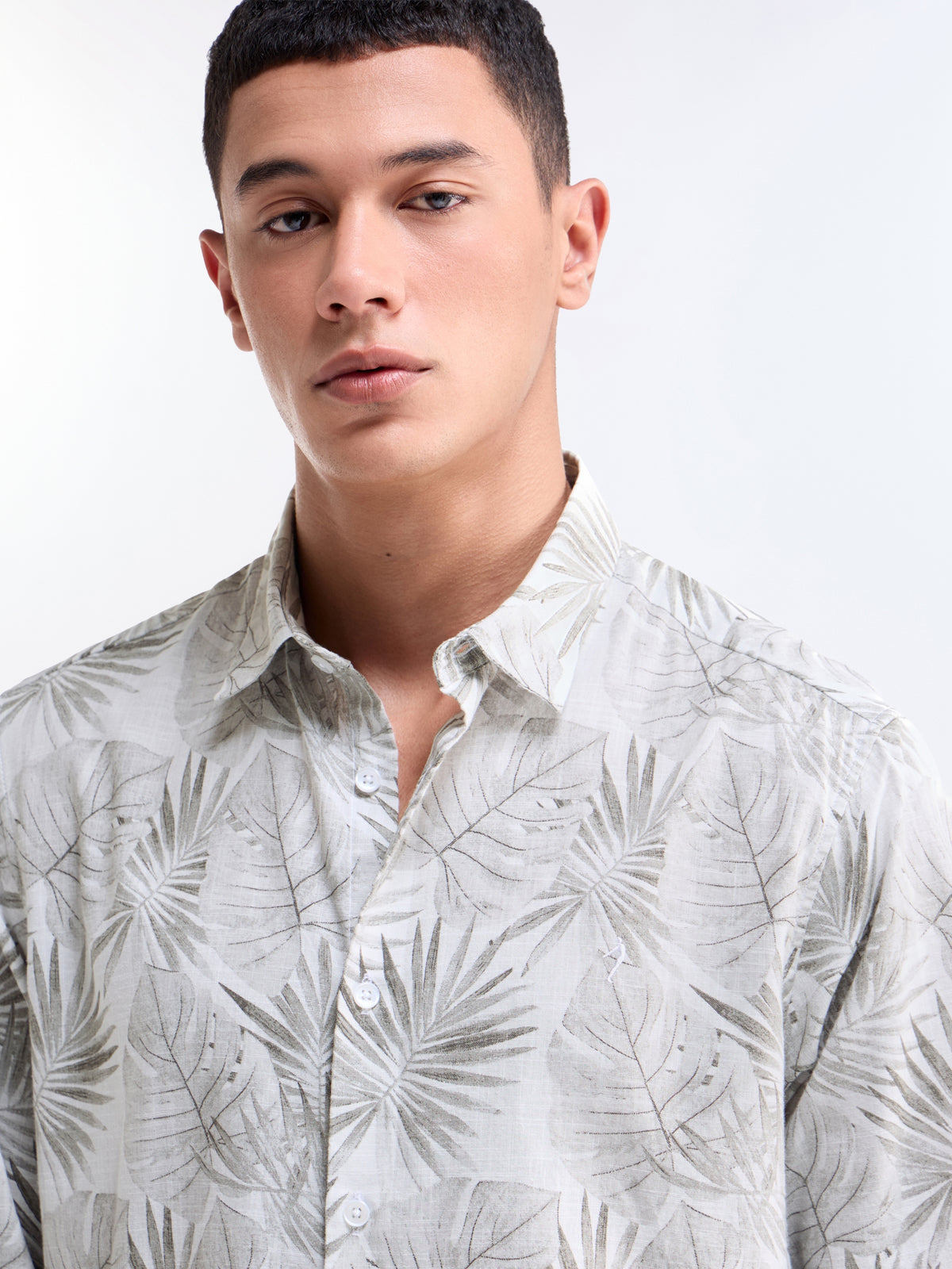 Grey Printed Regular Fit Shirt - Grey t4option_0