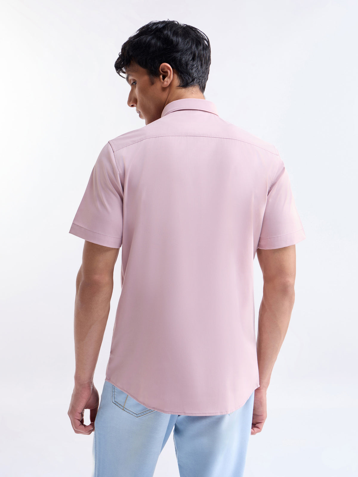 Solid Half Sleeve Shirt - Pink t4option_0
